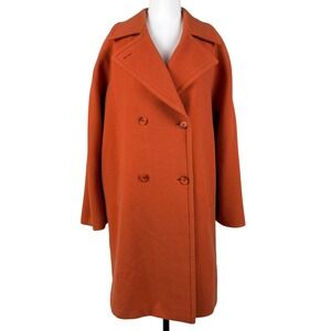 Missoni Donna Wool Blend Coat Womens 10 Orange Double Breasted Italy 70s Retro